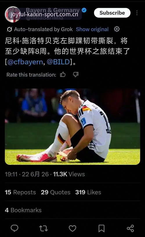 施洛特贝克左脚踝韧带撕裂深度分析：一个数字背后，是德意志战车“腰”断的真实危机